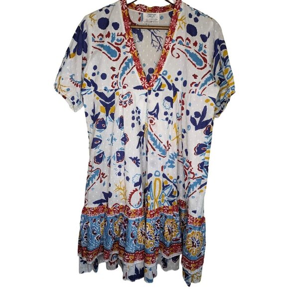 Vintage Ibiza Dresses & Skirts - Vintage Ibiza Pleated Dress Large Multicolor Layered Deep V Knee Length Cotton